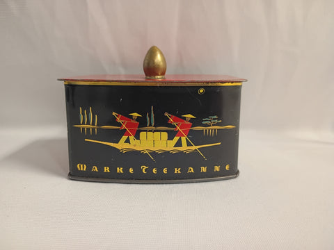 VTG Teekanne Black Metal Tin Tea Caddy