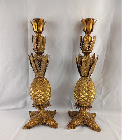 Large Hollywood Regency Pineapple Candleholders