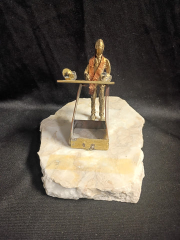 Brass & Marble Sculpture of Bar Mitzvah Scene