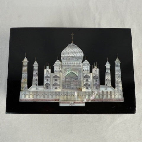 Black Slate & Mother of Pearl Inlay Taj Mahal Box