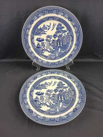 Set of 2 Blue Willow Dinner Plates by Johnson Bros