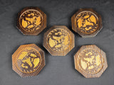 Asian Style Hexagon Wooden Coasters