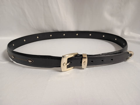 Brighton Black Leather Studded Belt