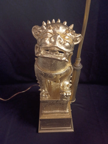 VTG Golden Foo Dog Lamp