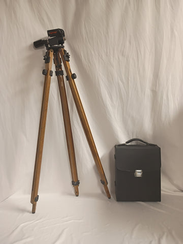 VTG Wooden Ries Tripod W/ Large Binoculars