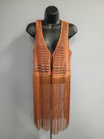 Idyllwind Crochet Fringe Vest Sz Medium