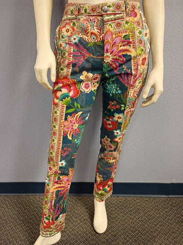 Johnny Was Floral Print Aria Skies Pants Sz 4