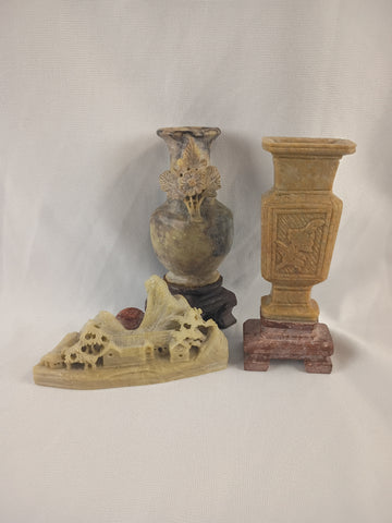 Three VTG Chinese Carved Soapstone Pieces
