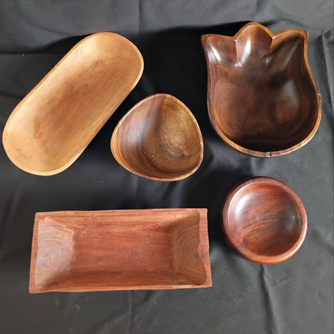 Set of 5 Wooden Serving Bowls