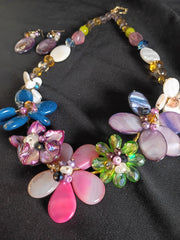 Betsey Johnson Flower Cluster Necklace & Earrings Set