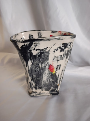 Abstract Bird Themed Art Pottery Vessel