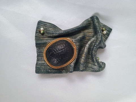 VTG Abstract Clay Brooch