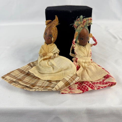 VTG African American Folk Art Pecan Nut Dolls
