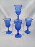 Lot of 4 VTG Avon Fostoria Glass Cobalt Goblets