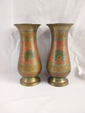 VTG Brass Peacock Etched Vases