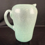 Hand Blown Aqua Art Satin Glass Pitcher