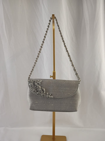 Talbots Grey Silk Evening Purse