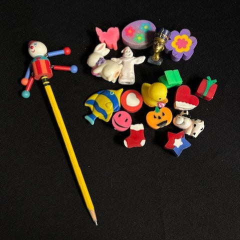 Lot of VTG Pencil Toppers & Erasers