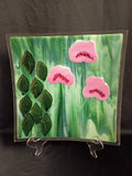 Fused Art Glass Floral Dish