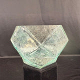 Aqua Geometric Crackled Glass Vase