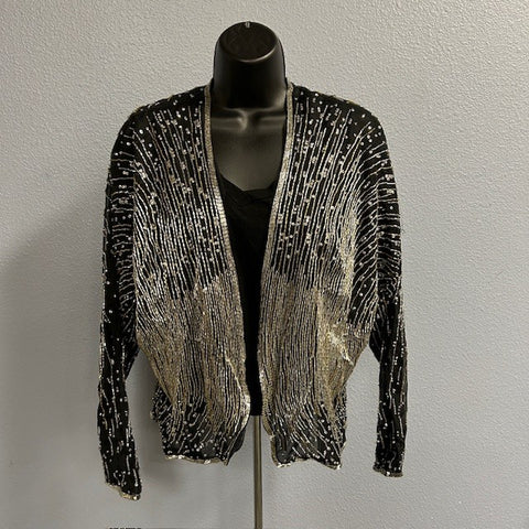 VTG Sister Max Beaded Silk Cardigan Sz M