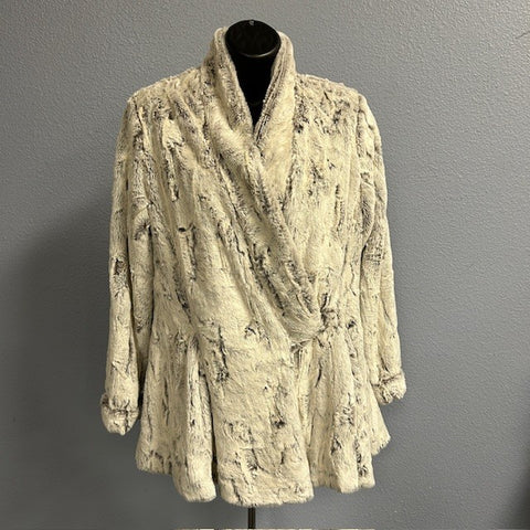 Adele Dallas Faux Chinchilla Wrap Jacket Sz S