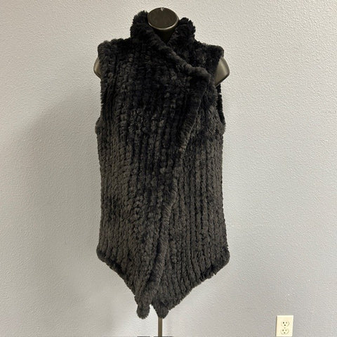 Black Luxurious Faux Fur Vest Sz M