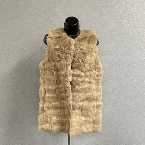 La Fiorentina Taupe Real Rabbit Fur Vest Sz S/M