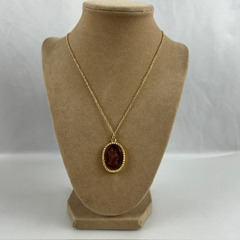 VTG Goldette Greek Mythology Intaglio Pendant Necklace