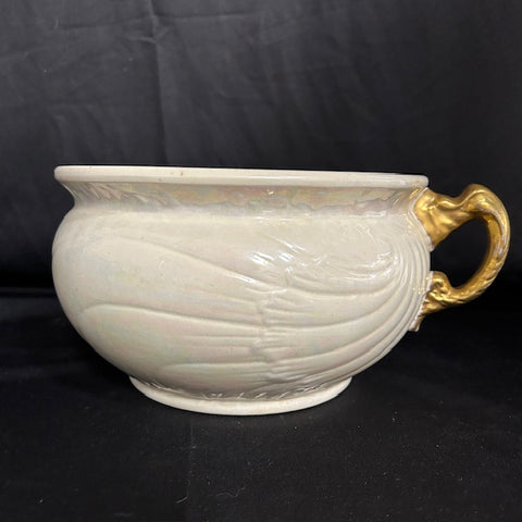 VTG German White Luster Gold Antique Chamber Pot