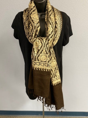 Indian Brocade Wool Scarf