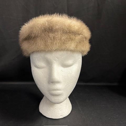 Hillsdale Furriers Gray Mink Fur Pillbox Hat S/M