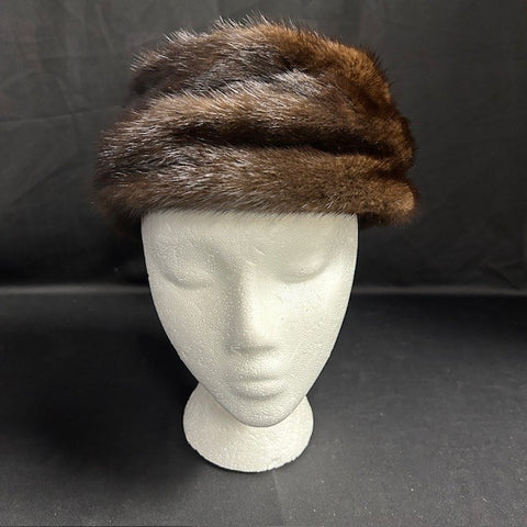 Deep Brown Ranch Mink Fur Hat M/L