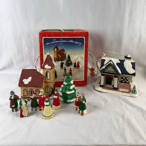 Two Illuminated Christmas Buildings