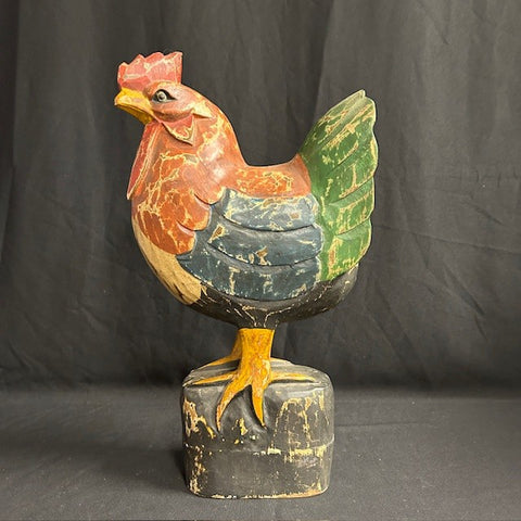 Rustic Wood Carved Rooster