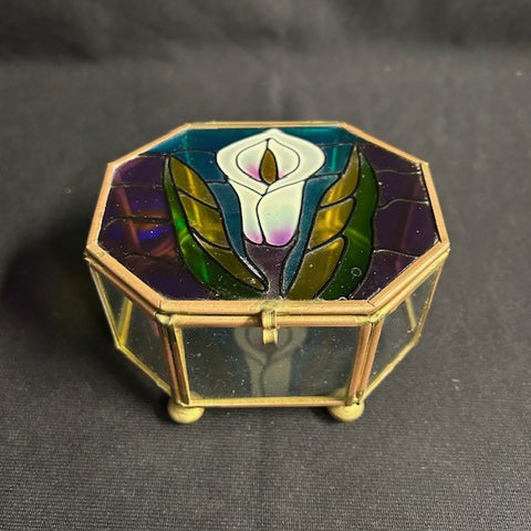 Stained Glass Calla Lily Trinket Box