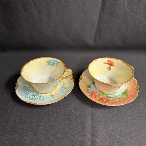 Set of Antique Haviland France Handpainted Teacups
