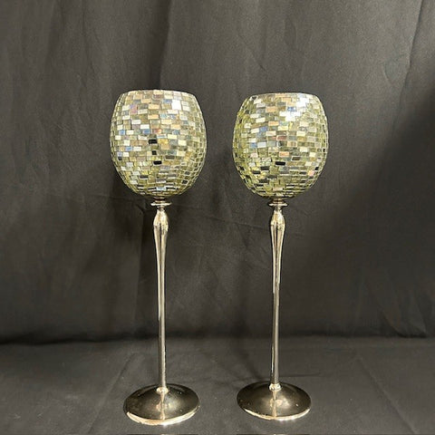 Large Mosaic Hurricane Candle Holders
