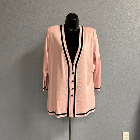 Misook Pink & Black Cardigan