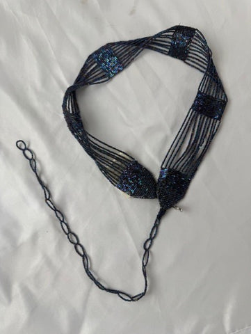 NWT Coldwater Creek Blue Metallic Bead Belt