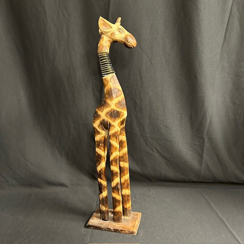 Wooden Giraffe Statuette