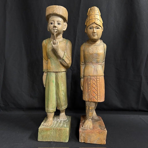 VTG Balinese Man & Woman Statues