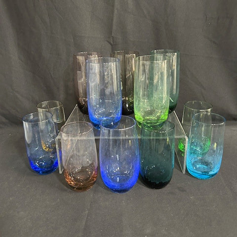 Set of 12 Multicolor Glass Tumblers