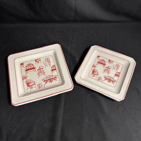 Red Chairs Plates Made In Italy