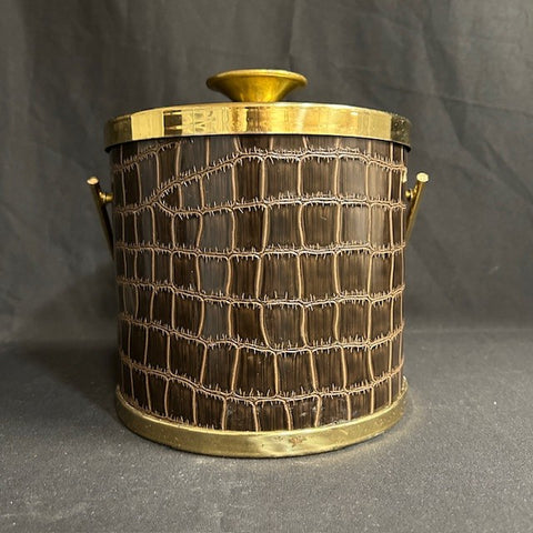 VTG Brass & Faux Alligator Ice Bucket