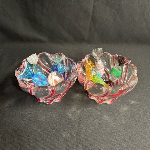 Crystal Candy Dishes w/ Murano Candies