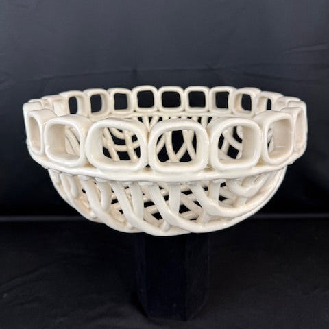 Ivory Woven Lattice Fruit Bowl