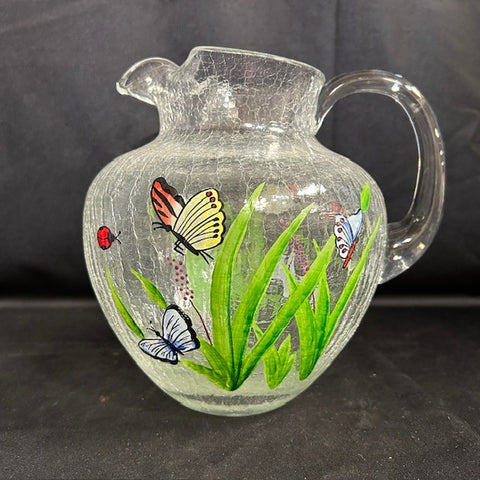 VTG Crackle Glass Pitcher