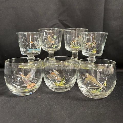 Set of 7 VTG Wild Game Bird Glasses by Ned Smith