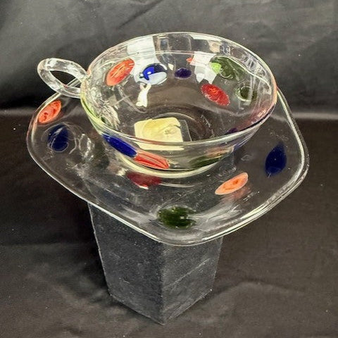 Art Glass Cup & Saucer by Massimo Lunardon
